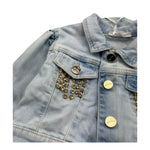 Miss Grant Giubbno In Denim Tinta Unita con Applicazioni per Bambina MG1033J AZZURRO MISS GRANT 