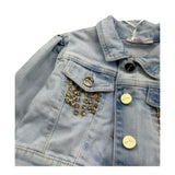 Miss Grant Giubbno In Denim Tinta Unita con Applicazioni per Bambina MG1033J AZZURRO MISS GRANT 