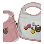 Moschino Set 2 Bavette Bicolore per Neonata MMY062 ROSA/BIANCO MOSCHINO 