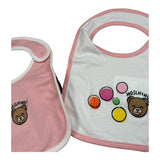 Moschino Set 2 Bavette Bicolore per Neonata MMY062 ROSA/BIANCO MOSCHINO 