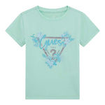 Guess T-Shirt Girocollo Tinta Unita con Stampa per Bambina K5GI14K6YW4 VERDE ACQUA GUESS 