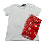 Manuel Ritz T-Shirt Girocollo Tinta Unita con Stampa E Bandana per Neonato MR3124X BIANCO MANUEL RITZ 