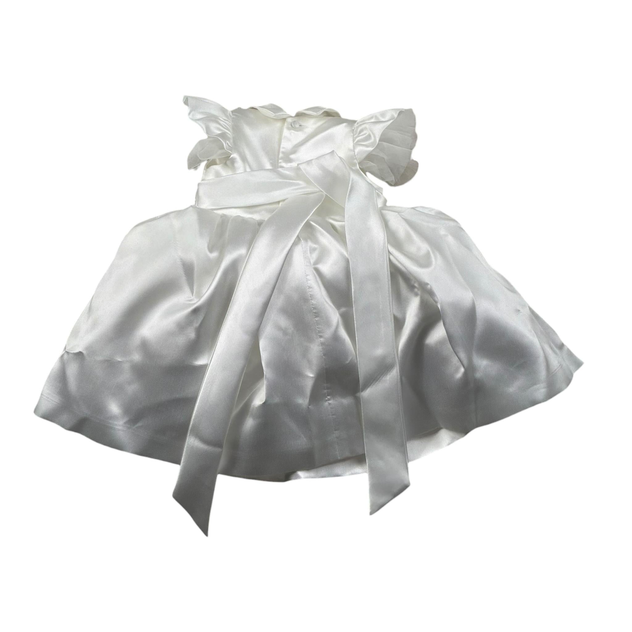 Les Petit Enfantes Abito Cerimonia Tinta Unita con Guanti con Coprispalle per Neonata ART55 BIANCO LES PETIT ENFANTES 