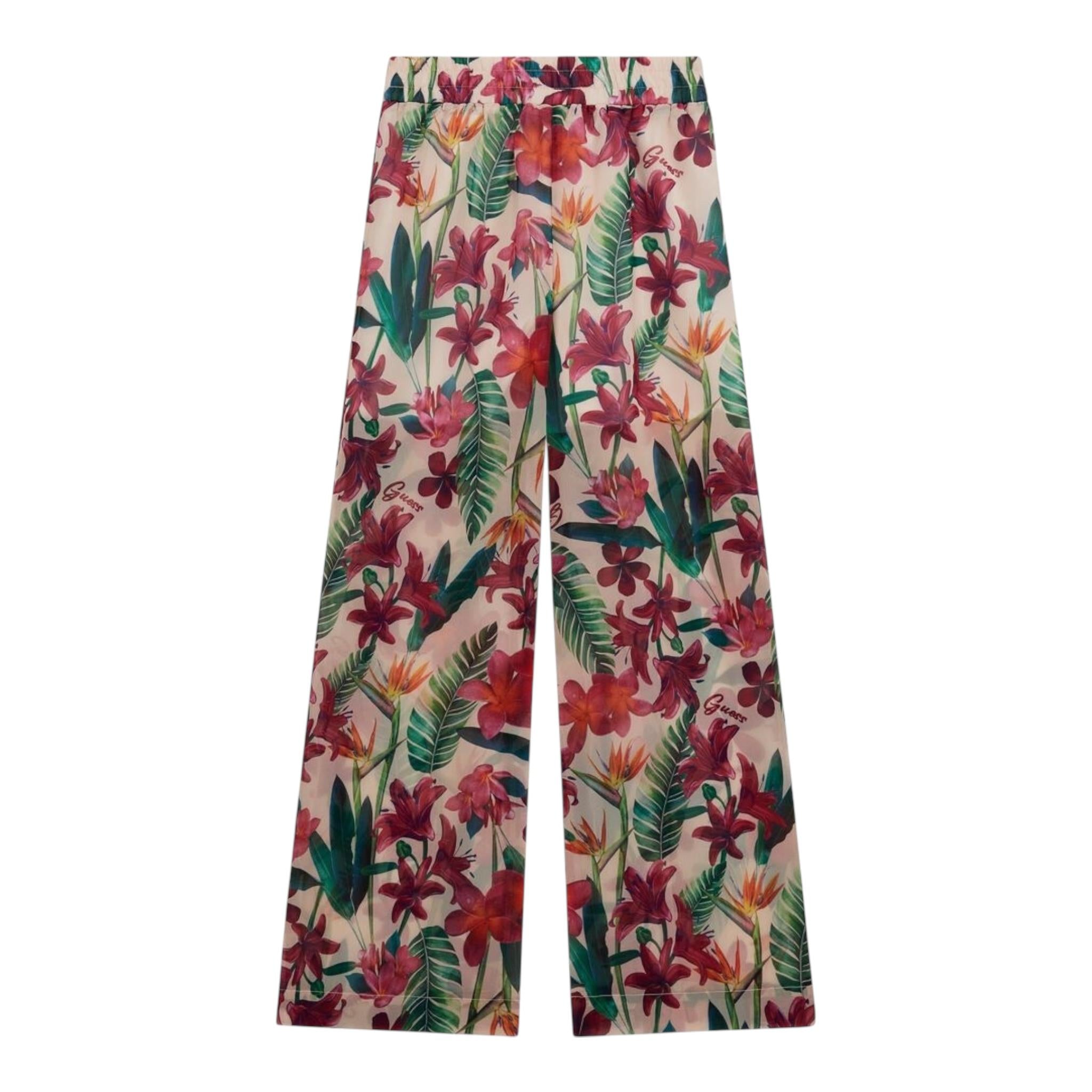 Guess Pantalone Modello A Palazzo Tinta Unita con Stampa Fiori per Bambina J5GB09WA2T0 BEIGE GUESS 