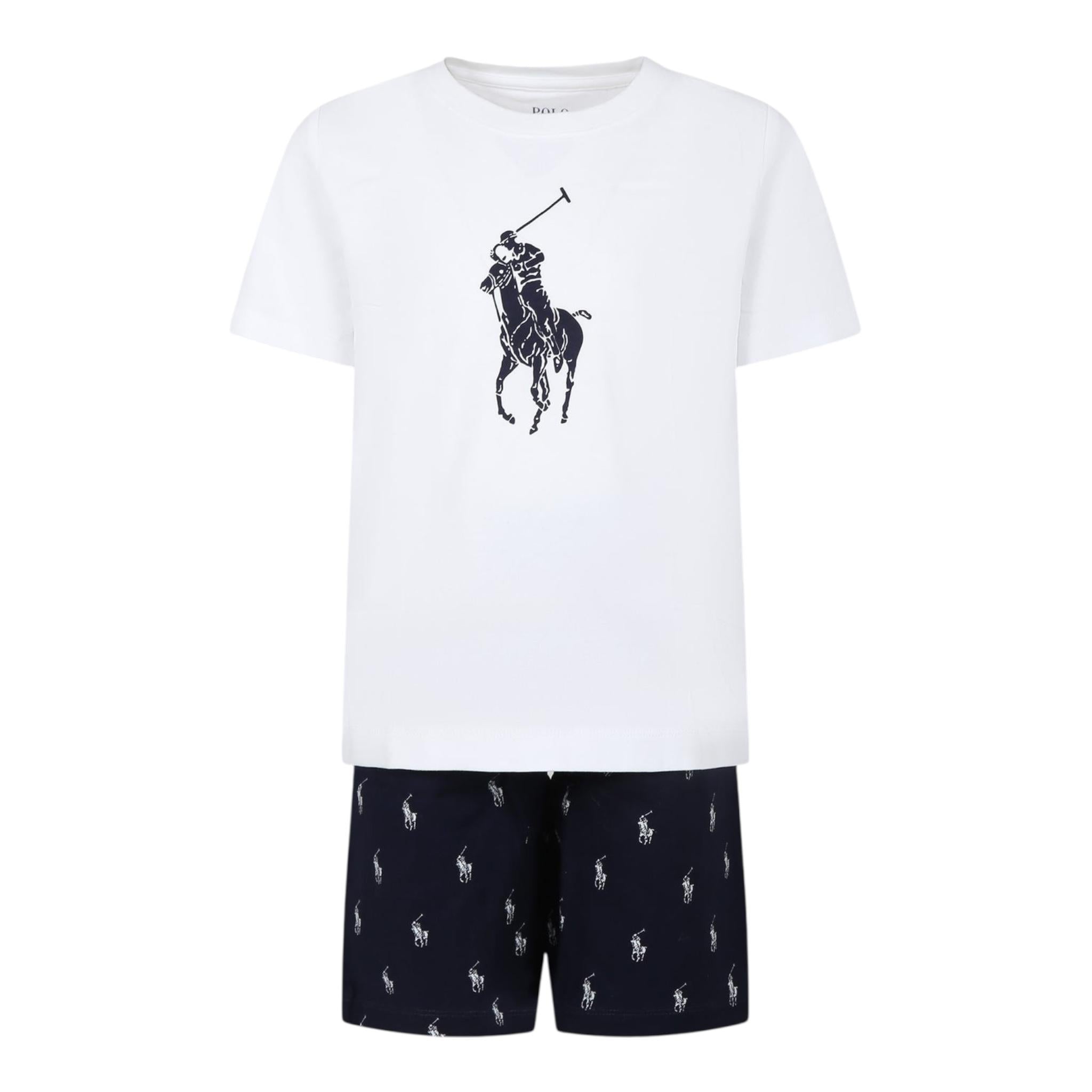 Ralph Lauren Completo 2 Pezzi Pigiama T-Shirt-Bermuda  per Bambino 9P0141 BIANCO RALPH LAUREN 