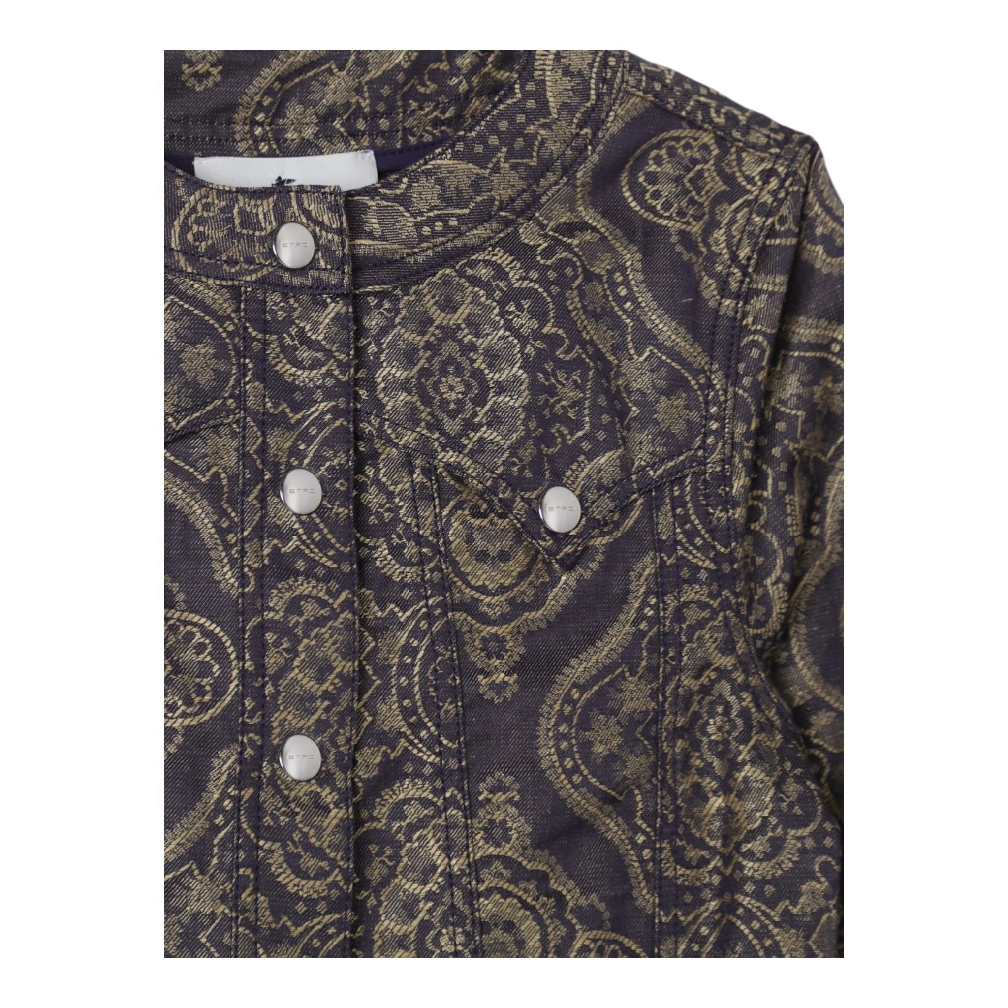 Etro Giubbino In Denim Tinta Unita Stampa Fantasia per Bambina GW2A07 BLU ETRO 