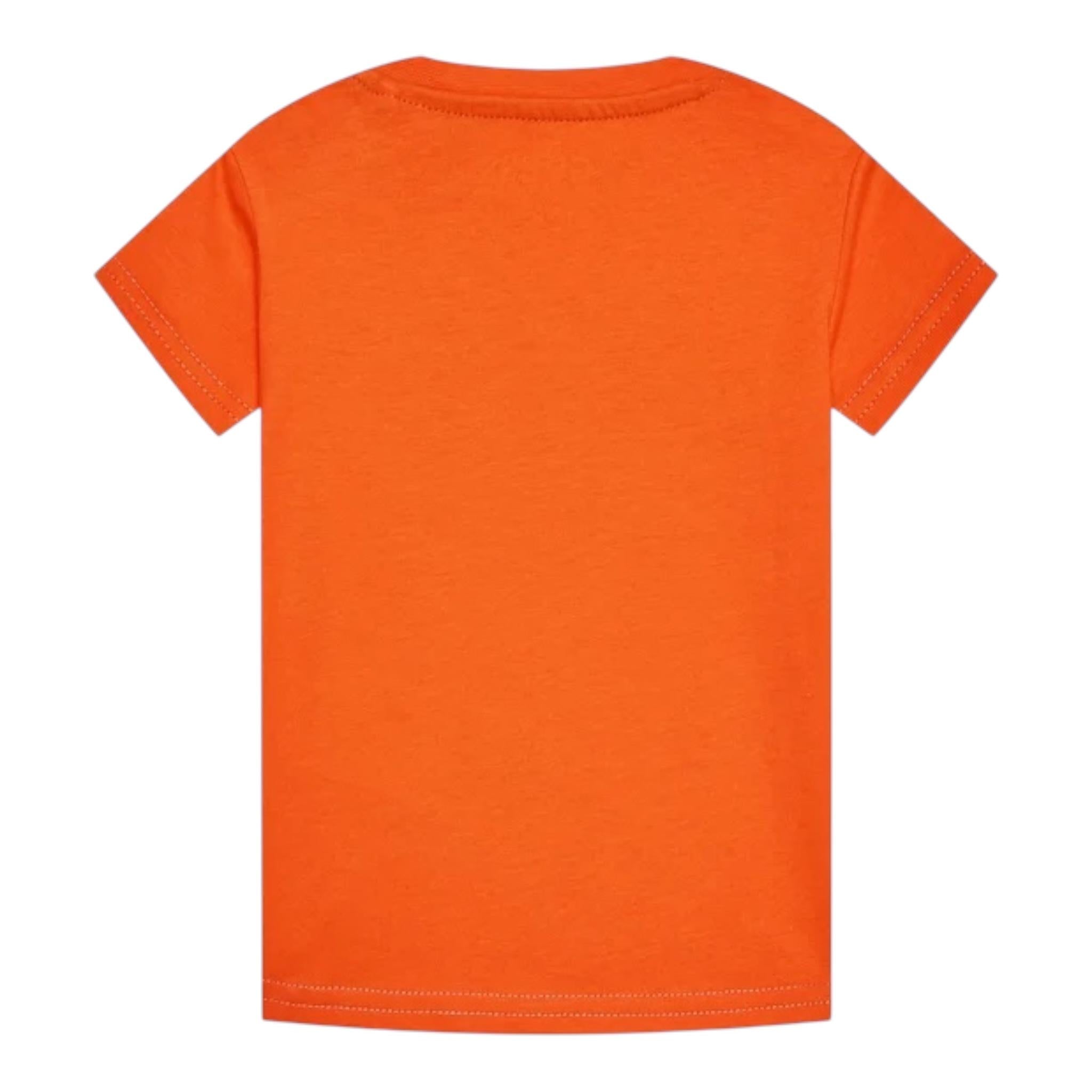 Guess T-Shirt Gircollo Tinta Unita con Stampa per Neonato I3RI03K8HM0 ARANCIONE GUESS 