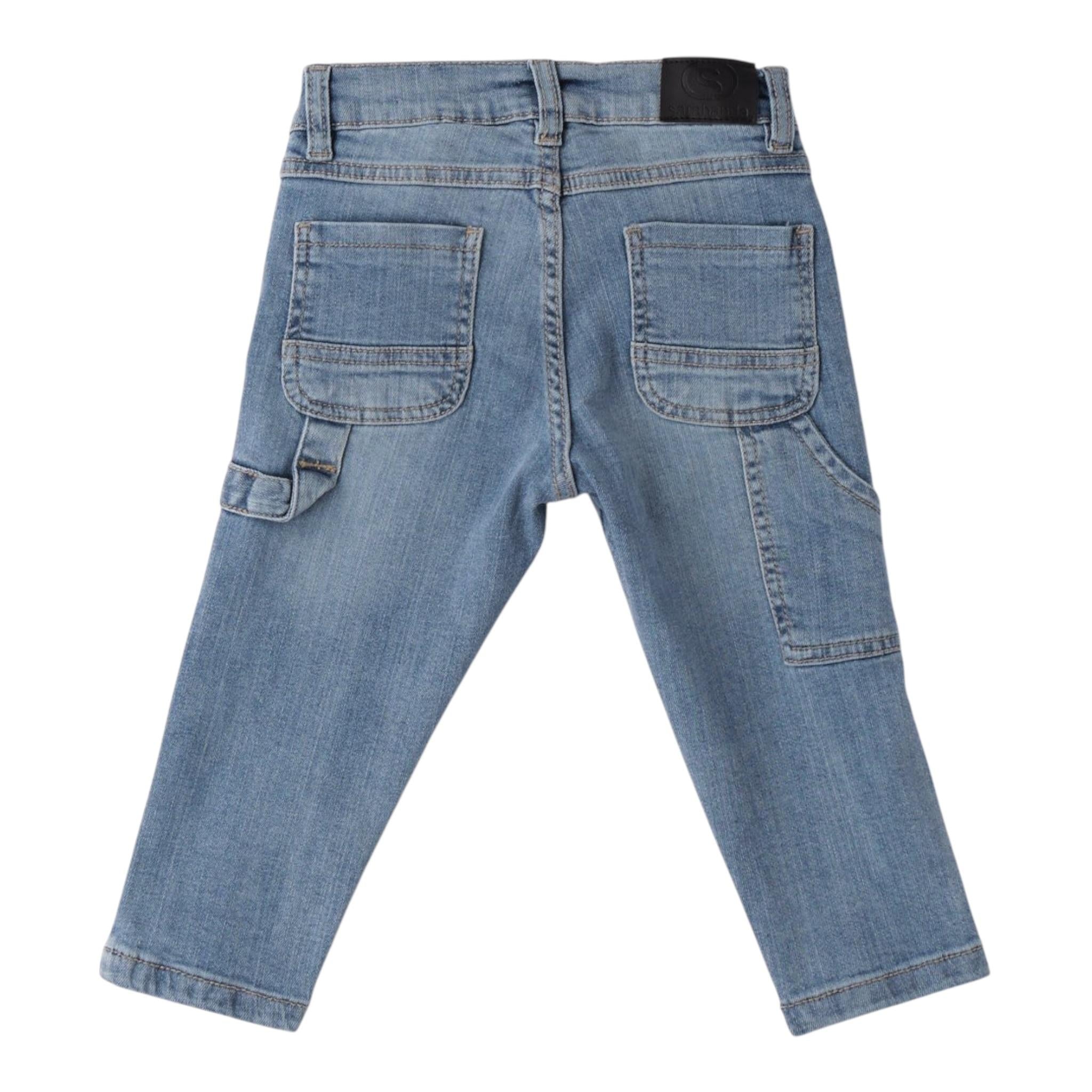 Sarabanda Jeans tinta unita con Stampa Azzurro per Neonato 0B032N AZZURRO SARABANDA 