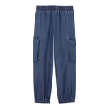 Michael Kors Pantalone Tinta Unita con Elastico In Vita per Bambina R30415 BLU MICHAEL KORS 