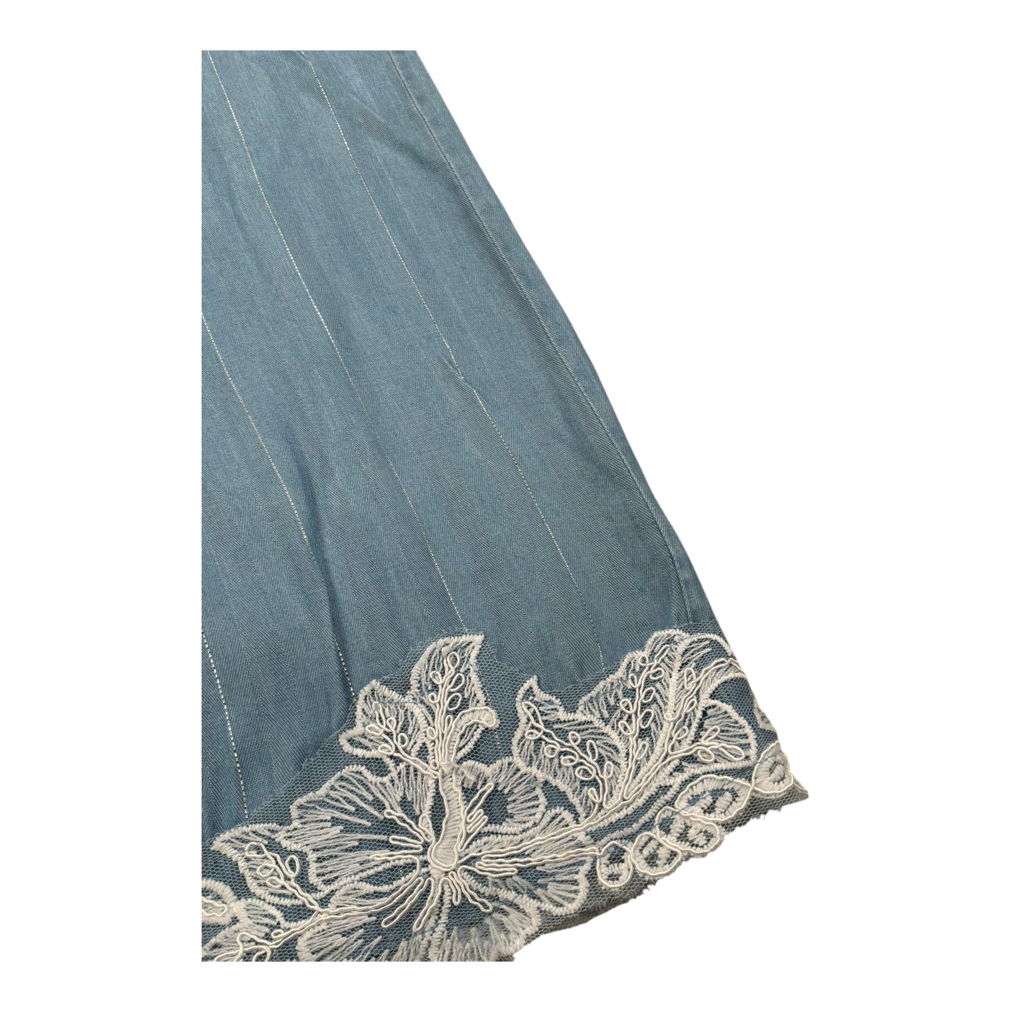 Ermanno Scervino Pantalone Tinta Unita Modello Palazzo per Bambina SFPA041 AZZURRO ERMANNO SCERVINO 