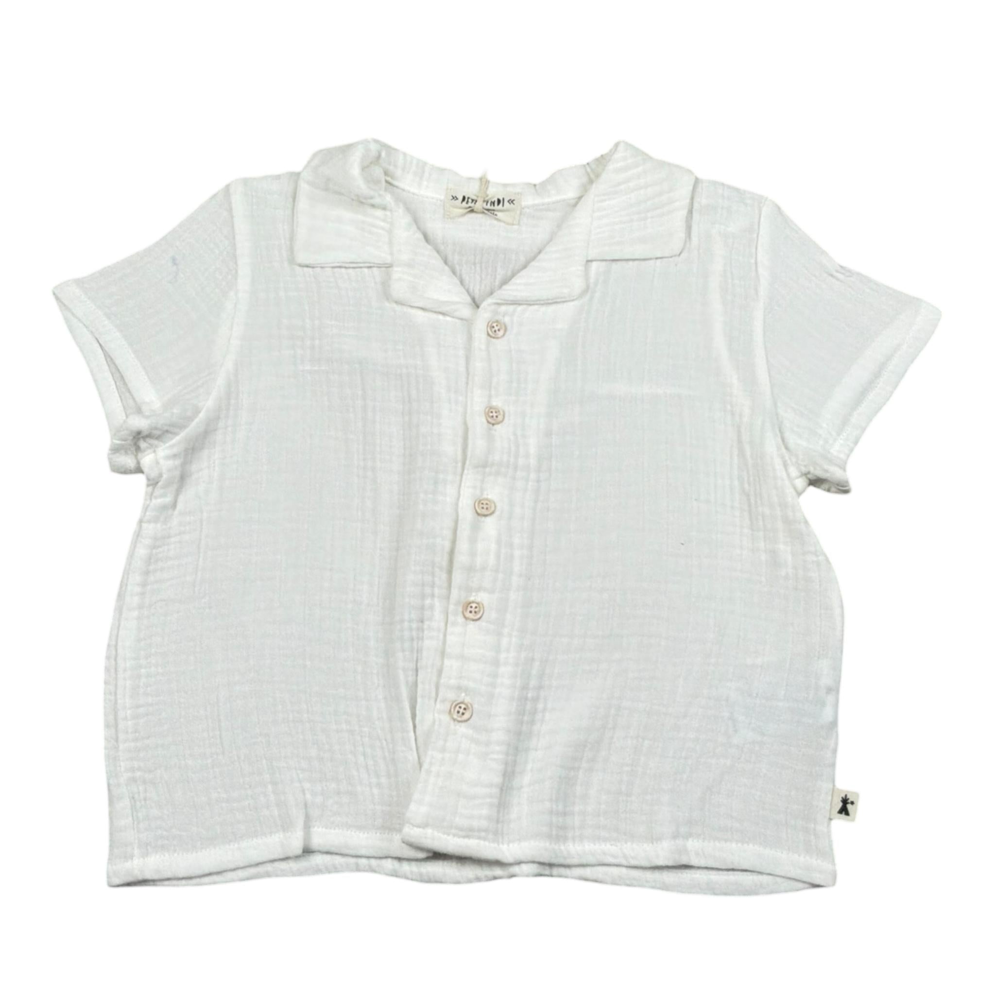 Petit Indi Camicia Mezza Manica Tinta Unita per Bambino SS25BK7314X BIANCO PETIT INDI 