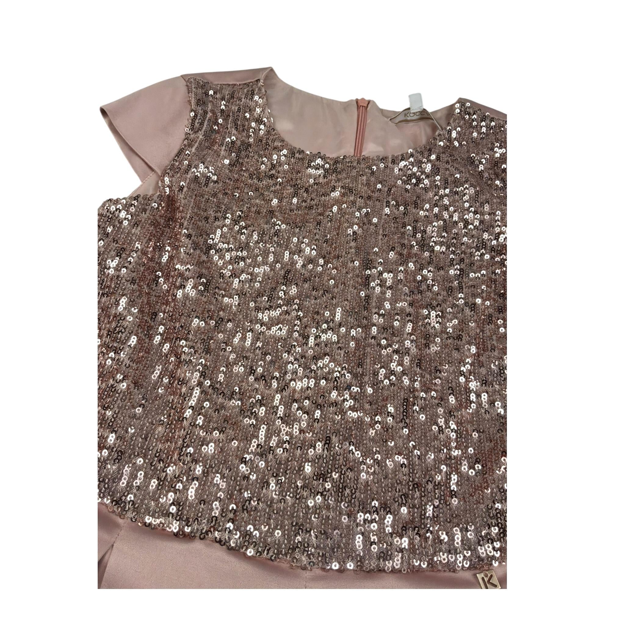 Kocca Abito Giromanica Tinta Unita con Paillettes per Bambina BIVAKI ROSA Kocca 