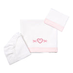 Monnalisa Set 3 Pezzi Lenzuola Tinta Unita con Stampa per Neonata 35D004 BIANCO MONNALISA 