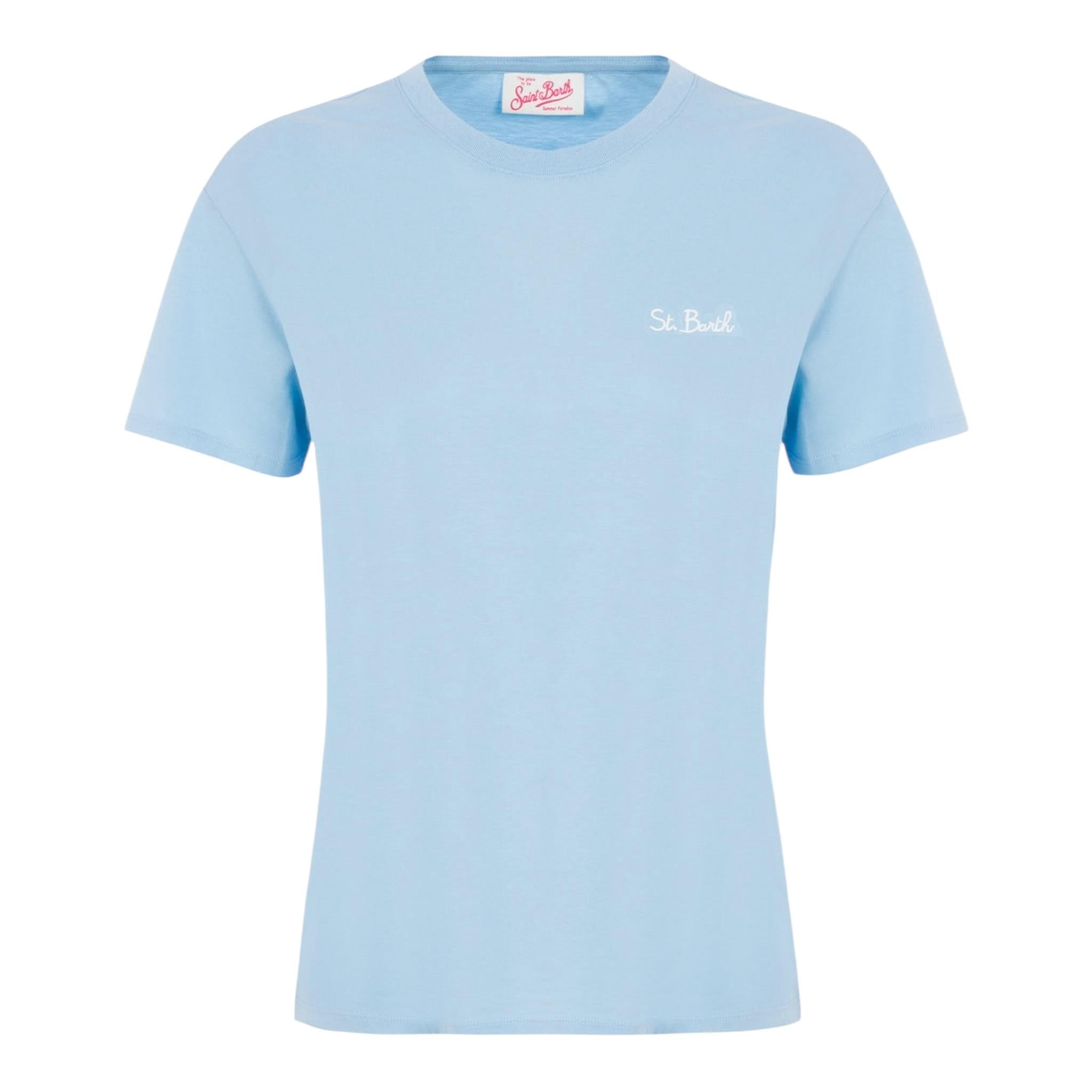 Saint Barth T-Shirt Girocollo Tinta Unita con Logo per Bambino DOVERLJR AZZURRO SAINT BARTH 