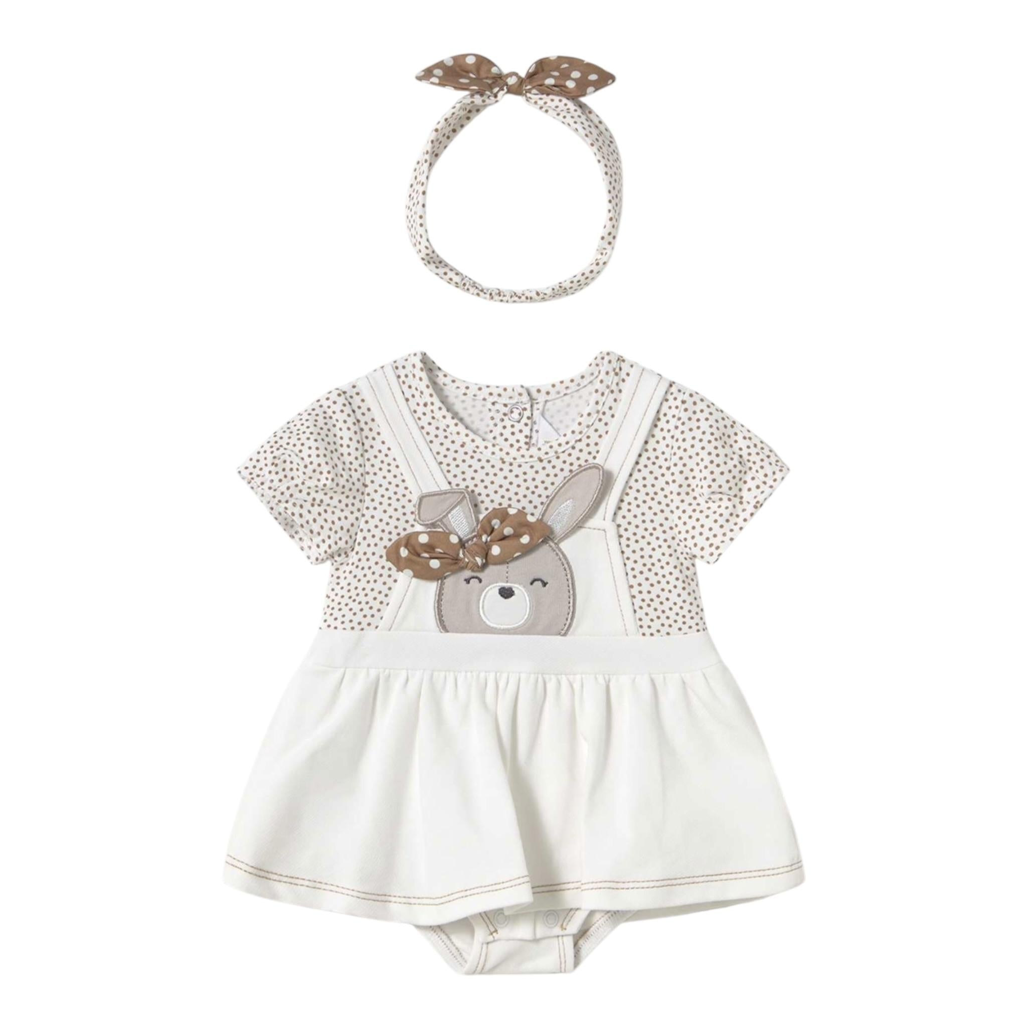 Mayoral Pagliaccetto Mezza Manica con Fascia Capelli per Neonata 1658X BIANCO MAYORAL 