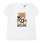 Moschino T-Shirt Girocollo Tinta Unita con Orso per Neonato MNM047X BIANCO MOSCHINO 
