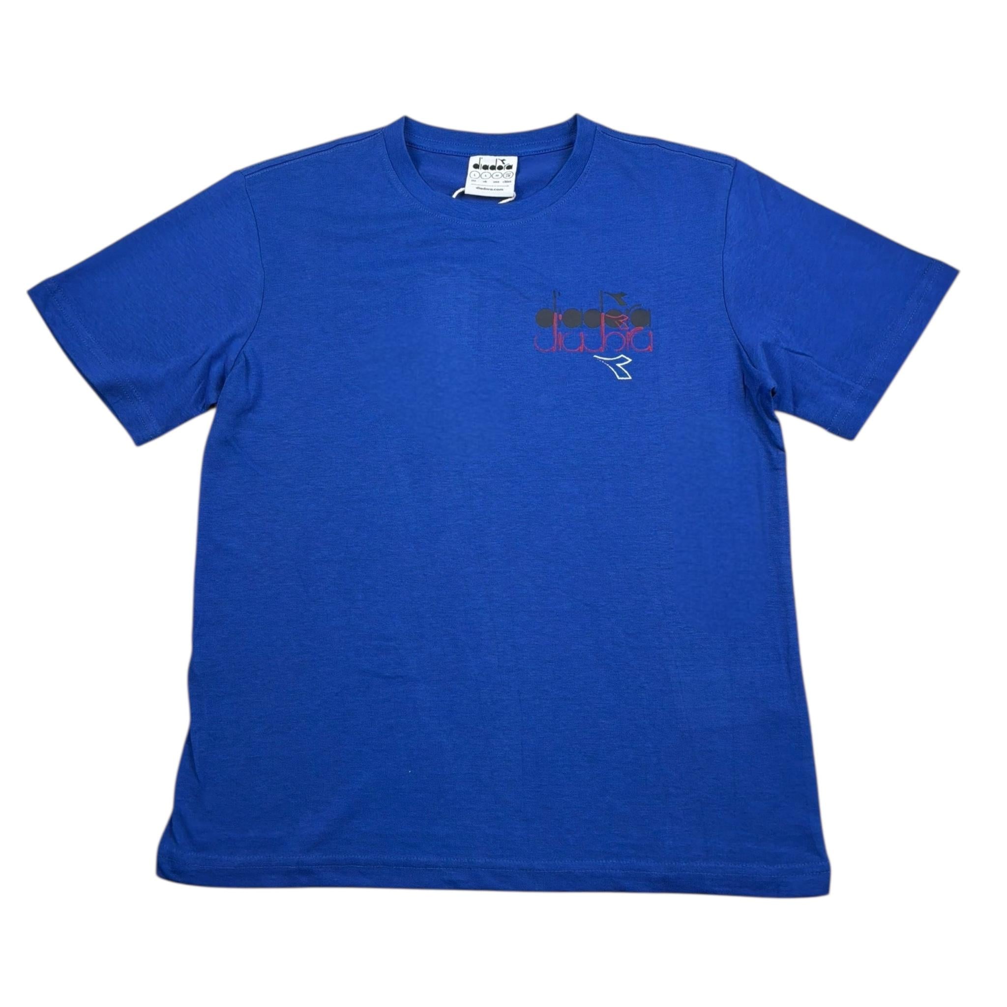 Diadora T-Shirt Girocollo Tinta Unita con Stampa per Bambino 102181707 BLU DIADORA 