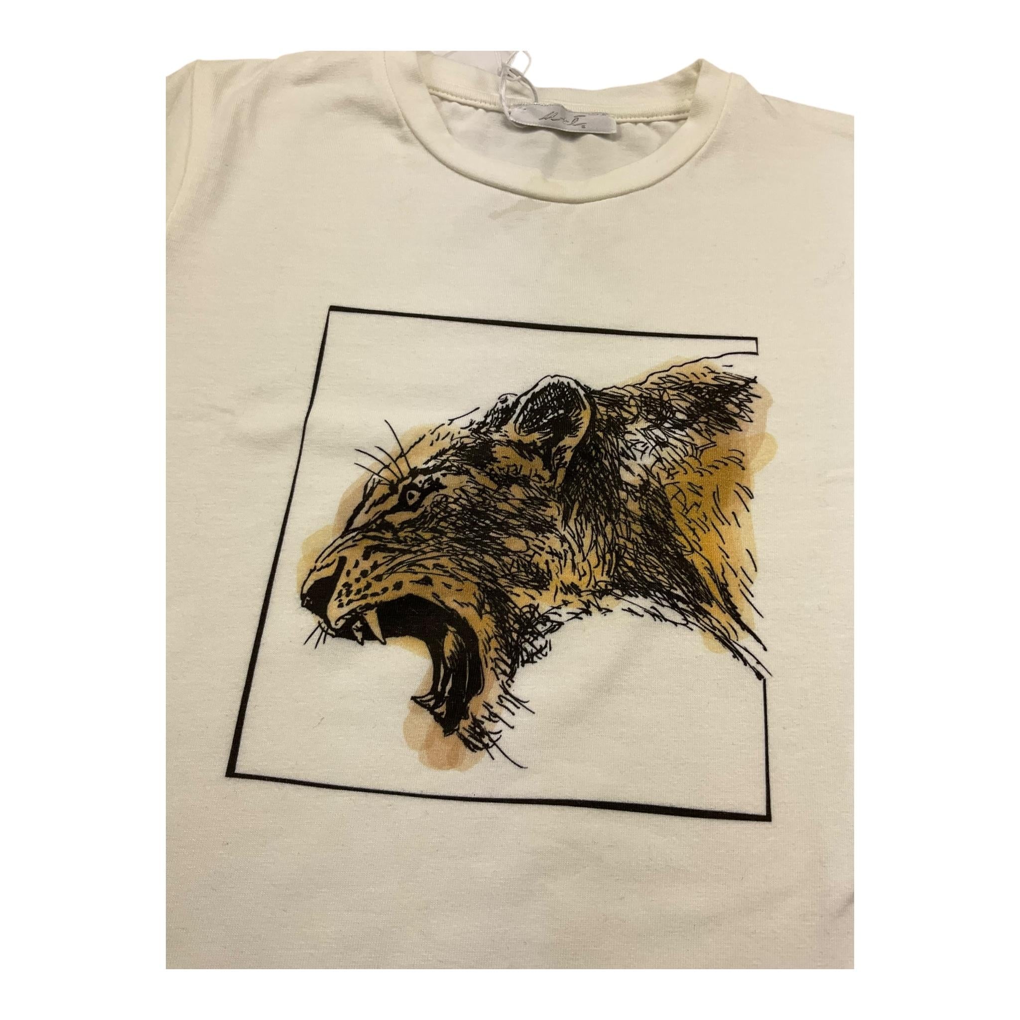 M+E' T-Shirt Girocollo Tinta Unita con Stampa per Bambino UEM0517 PANNA M+E' 