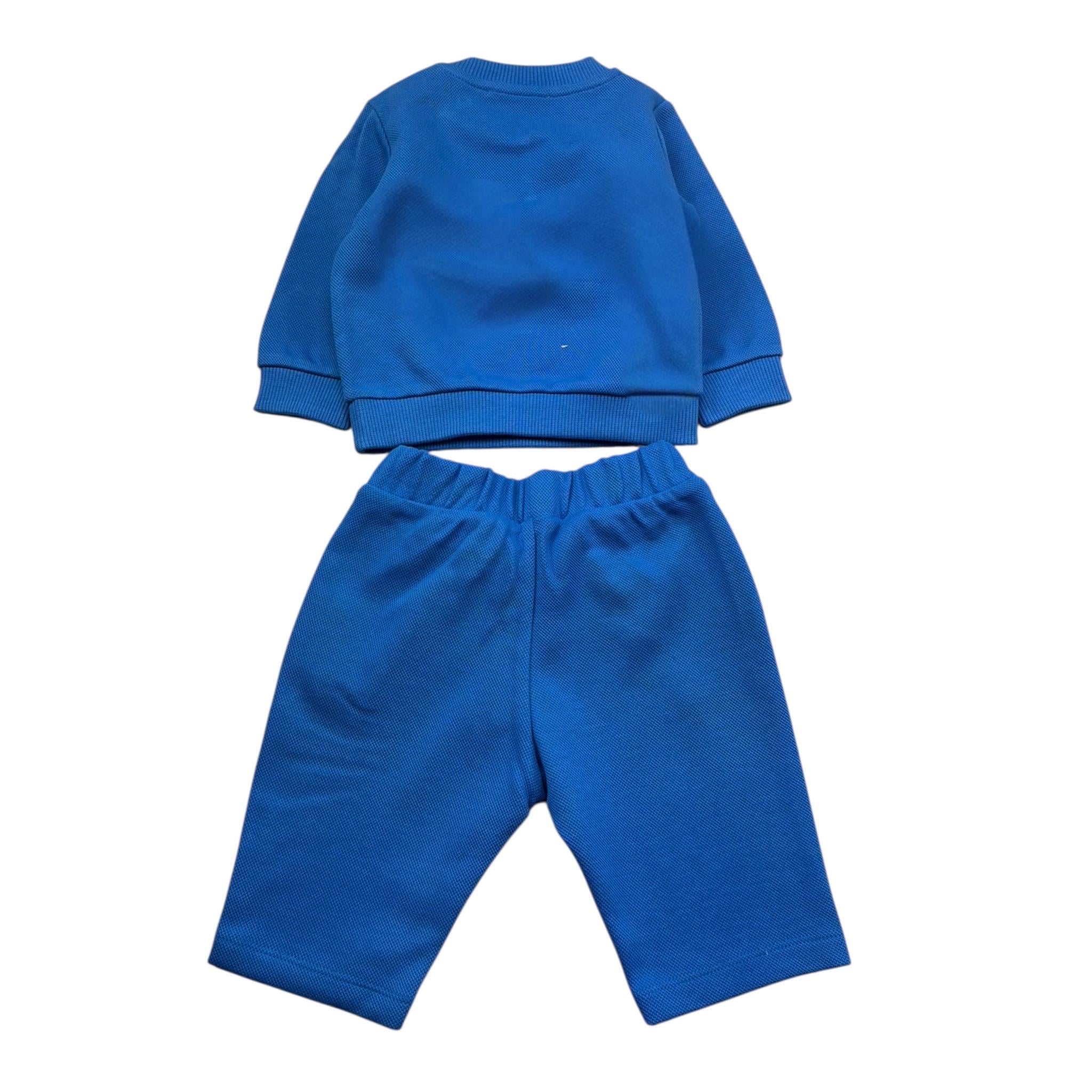 Moschino Completo 2 Pezzi Felpa-Pantalone Tinta Unita per Neonato MWF060 BLU MOSCHINO 