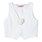 Miss Blumarine Gilet Tinta Unita con Applicazione per Bambina IA4021 PANNA MISS BLUMARINE 