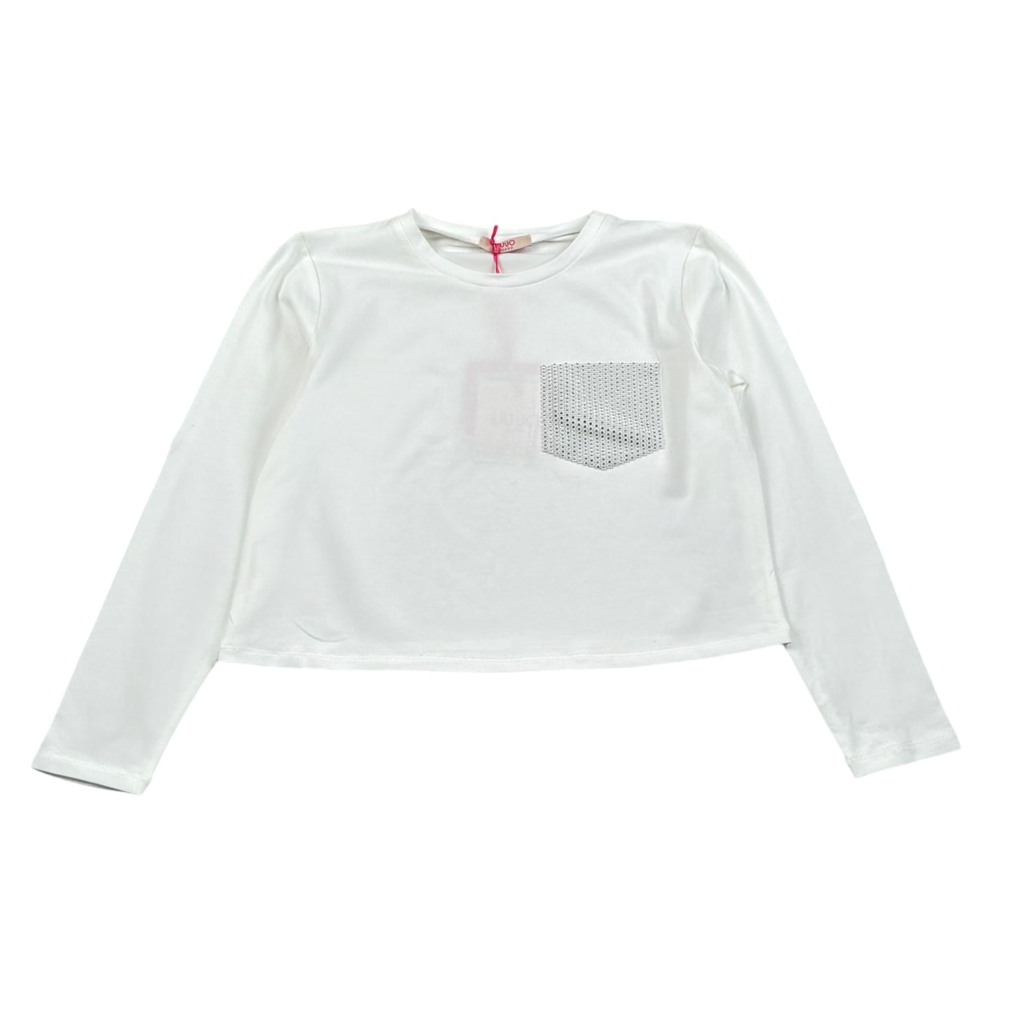 Liu Jo Shirt tinta unita con Brillantini Bianco per Bambina GF4185 BIANCO LIU JO 