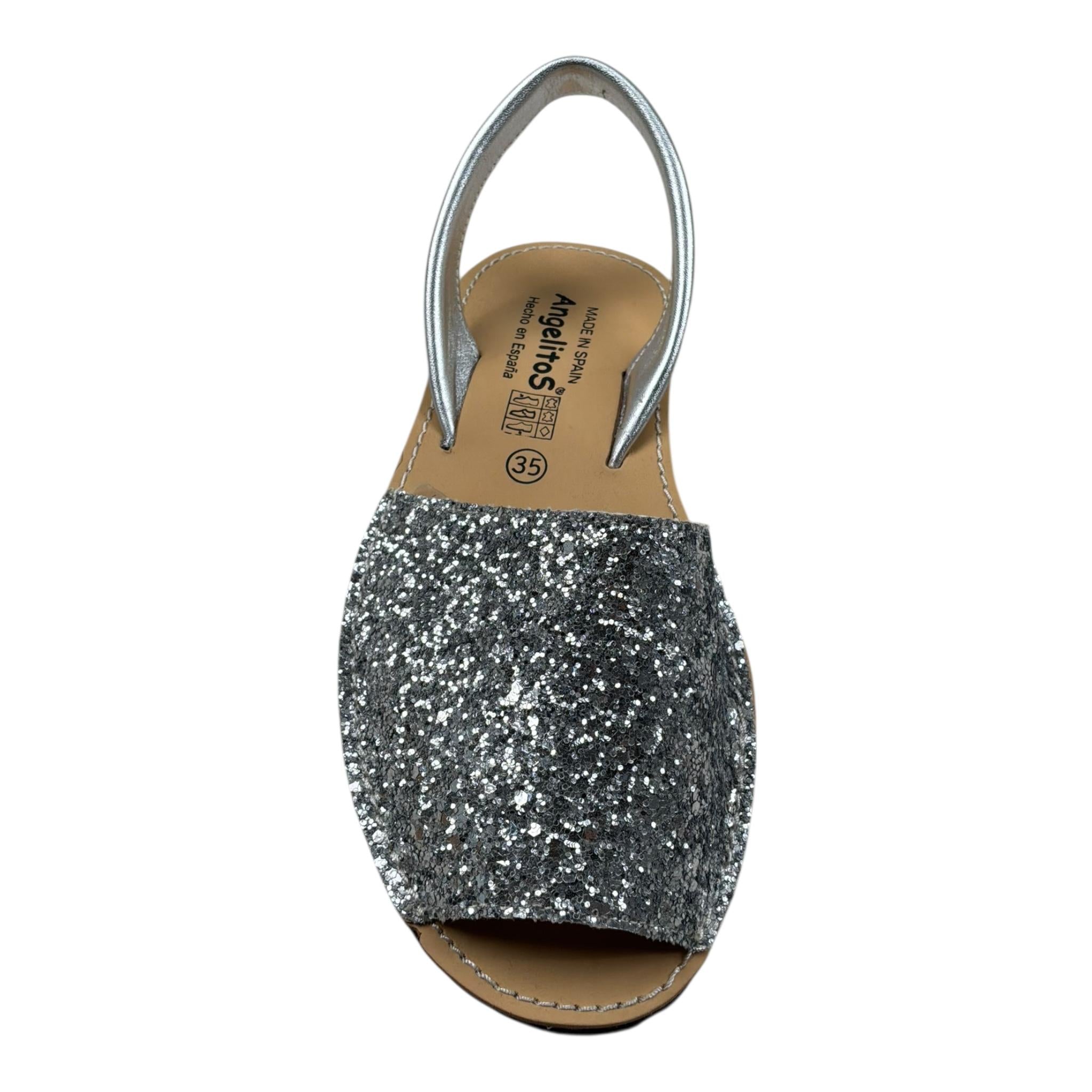 Angelitos Sandalo Tinta Unita Glitterato per Bambina ANG204 ARGENTO ANGELITOS 