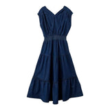 Liu Jo Abito Giromanica Tinta Unita In Denim Blu Per Bambina