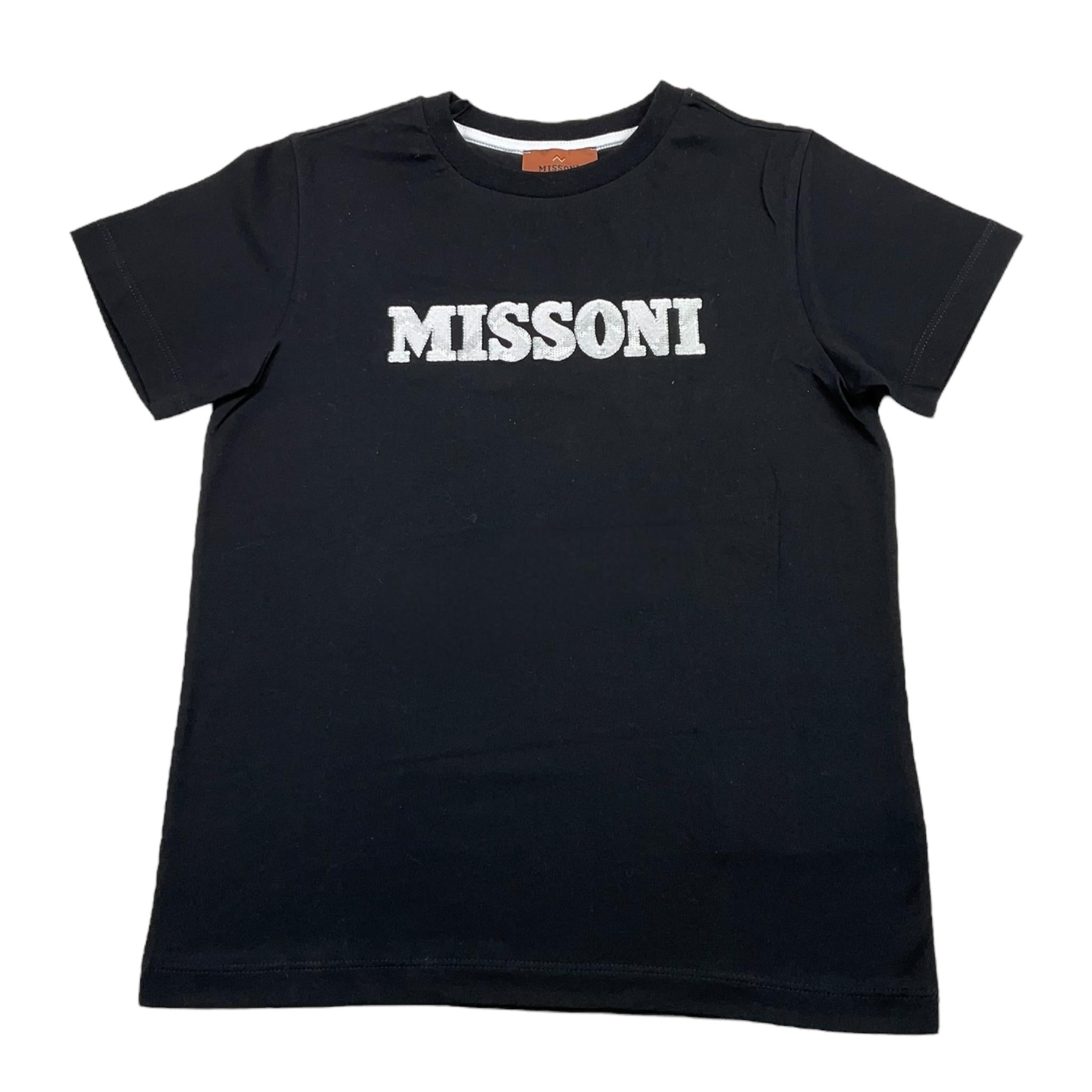 Missoni T-Shirt Girocollo Tinta Unita con Paillettes per Bambina MV8A11 NERO MISSONI 