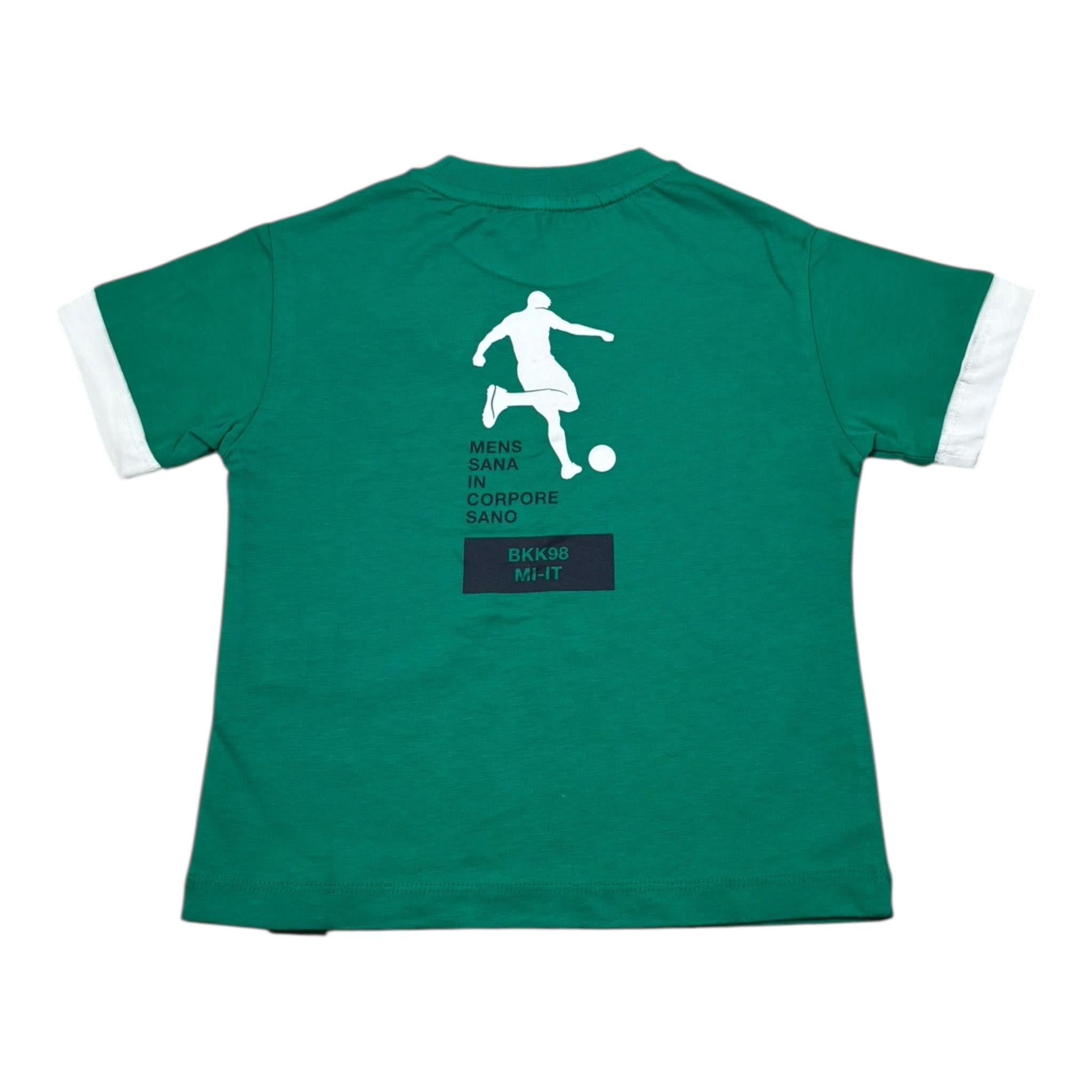 Bikkembergs T-Shirt Girocollo Tinta Unita con Stampa per Bambino BK3020 VERDE BiKKEMBERGS 