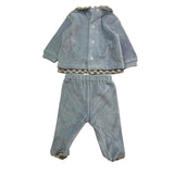 MARLU' completo 2pz maglia-ghettina tinta unita con fantasia Azzurro per Neonato IG5551X AZZURRO MARLU' 