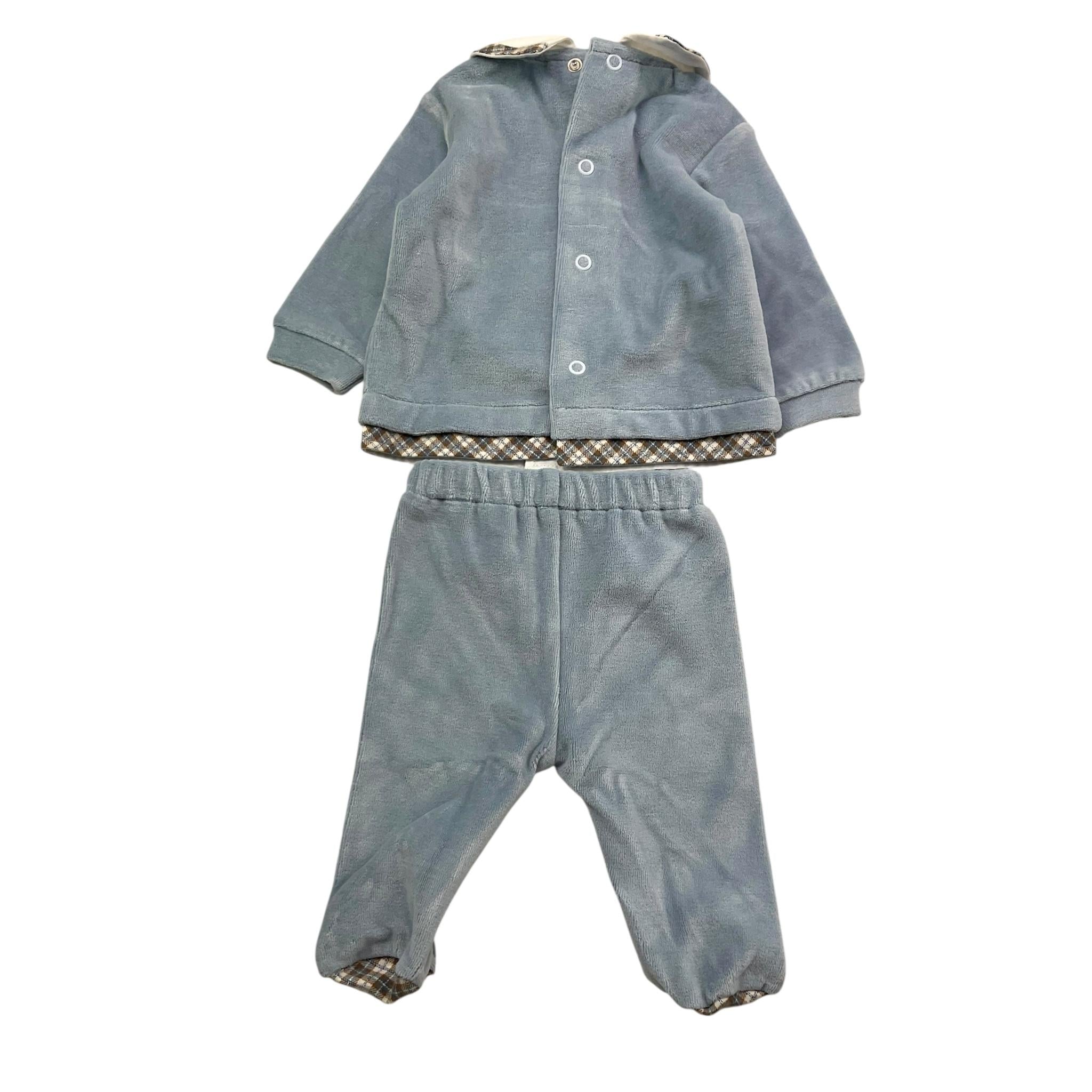 MARLU' completo 2pz maglia-ghettina tinta unita con fantasia Azzurro per Neonato IG5551X AZZURRO MARLU' 