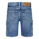 Calvin Klein Bermuda In Denim Tinta Unita con Tasconi per Bambino IB0IB024301 BLU CALVIN KLEIN 