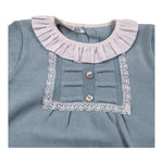 Paz Rodriguez Pagliaccetto Mezza Manica Tinta Unita con Ricami per Neonata 005121703 AZZURRO PAZ RODRIGUEZ 