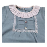 Paz Rodriguez Pagliaccetto Mezza Manica Tinta Unita con Ricami per Neonata 005121703 AZZURRO PAZ RODRIGUEZ 