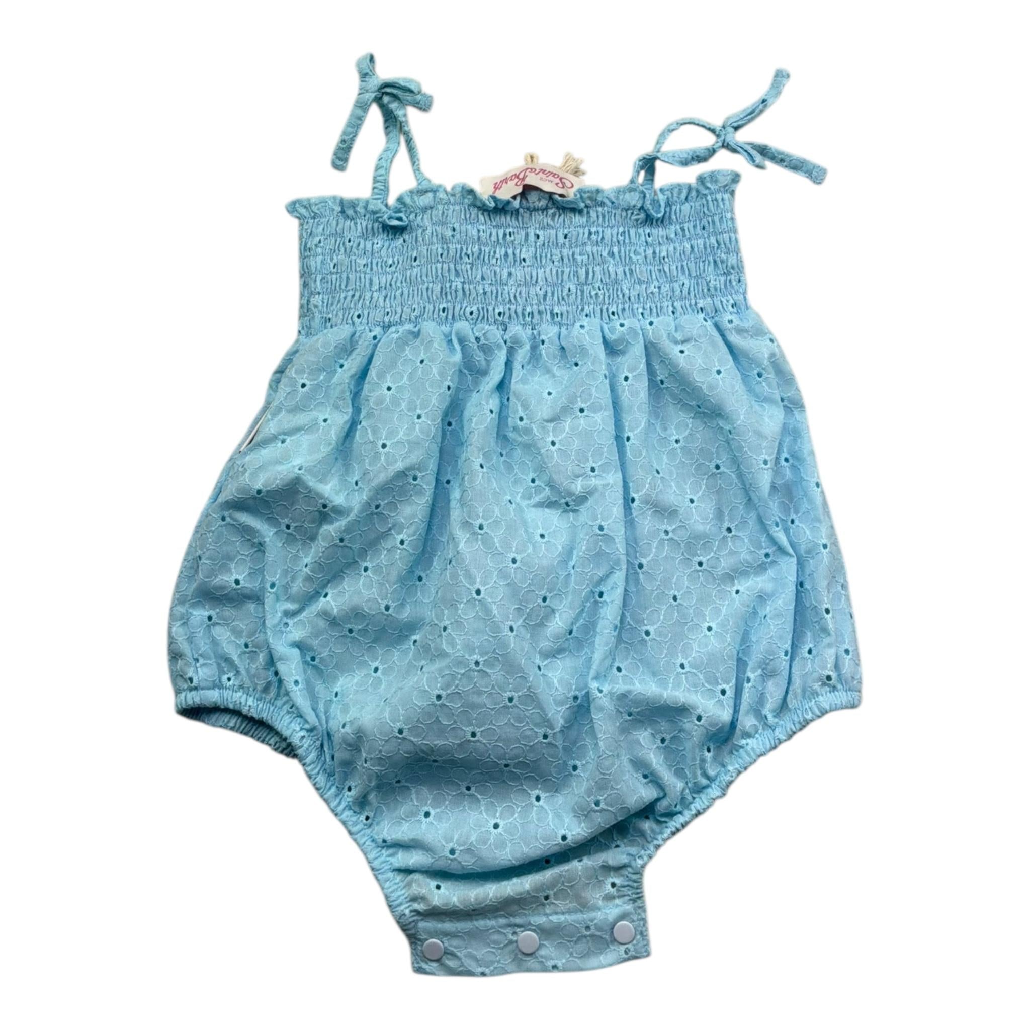 Saint Barth Pagliaccetto Tinta Unita Traforato per Neonata 009733L AZZURRO SAINT BARTH 