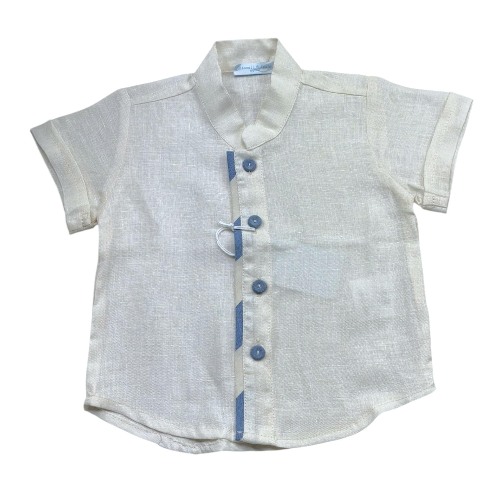 Manuel & Frank Camicia Mezza Manica Tinta Unita per Neonato UJEUEUI PANNA MANUEL & FRANK 