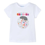 Mayoral T-Shirt Girocollo Tinta Unita con Stampa per Bambina 3014 BIANCO MAYORAL 