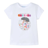 Mayoral T-Shirt Girocollo Tinta Unita con Stampa per Bambina 3014 BIANCO MAYORAL 