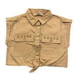 Michael Kors Camicia Giromanica Tinta Unita con Tasche per Bambina R30061 BEIGE MICHAEL KORS 