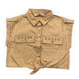 Michael Kors Camicia Giromanica Tinta Unita con Tasche per Bambina R30061 BEIGE MICHAEL KORS 