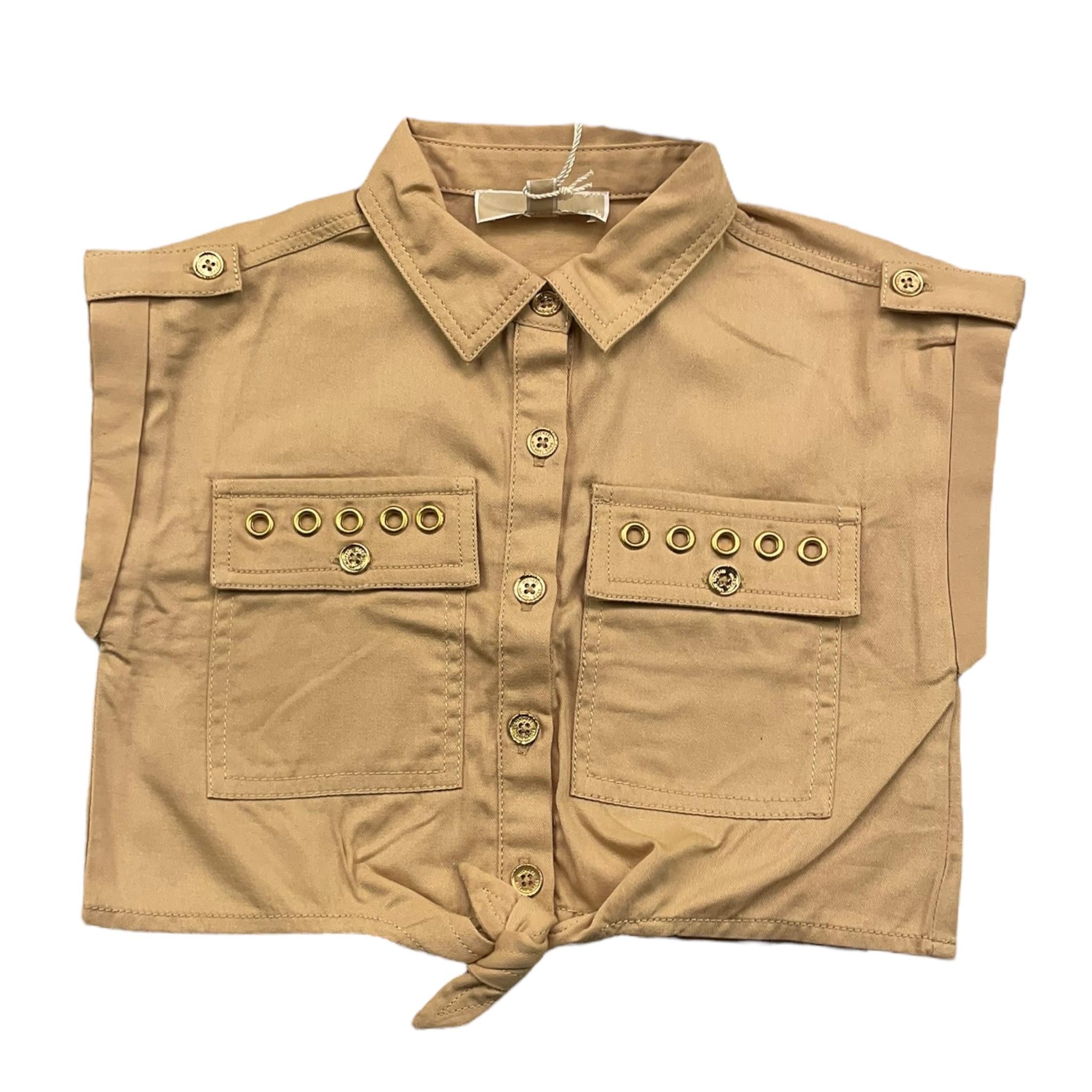 Michael Kors Camicia Giromanica Tinta Unita con Tasche per Bambina R30061 BEIGE MICHAEL KORS 