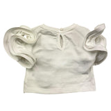 M+E' T-Shirt Tinta Unita Girocollo con Maniche Rouches Bianco per Neonata