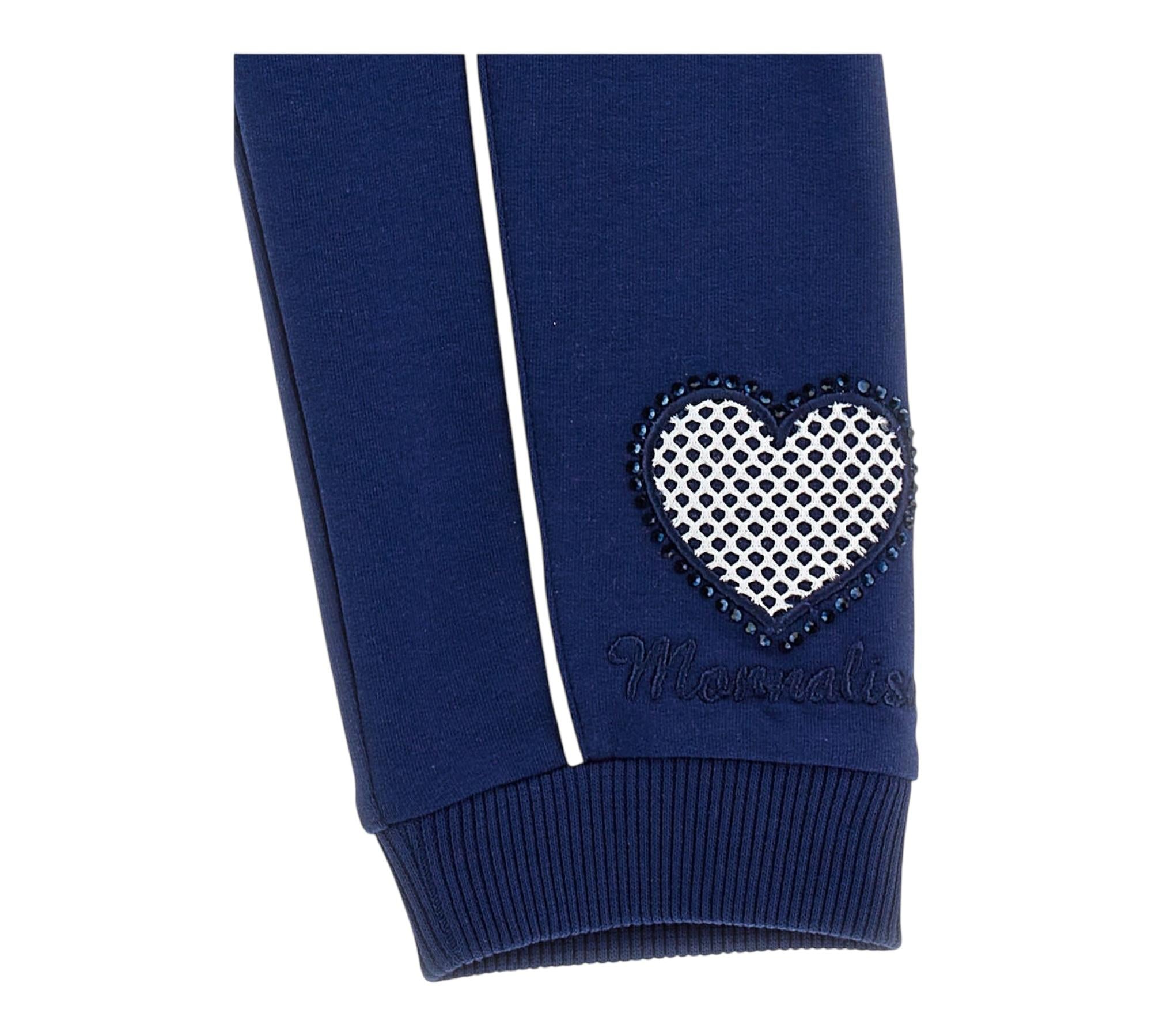 Monnalisa Pantalone Tinta Unita con Stampa Cuore per Bambina 19E405 BLU MONNALISA 