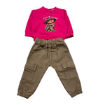 FUN PARIS completo 2 pezzi felpa-pantalone bicolore Fuxia per Neonata 0061 FUXIA FUN PARIS 