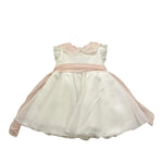 Barcellino Abito Cerimonia Tinta Unita con Tulle E Colletto In Contrasto per Neonata 12073 BIANCO BARCELLINO 