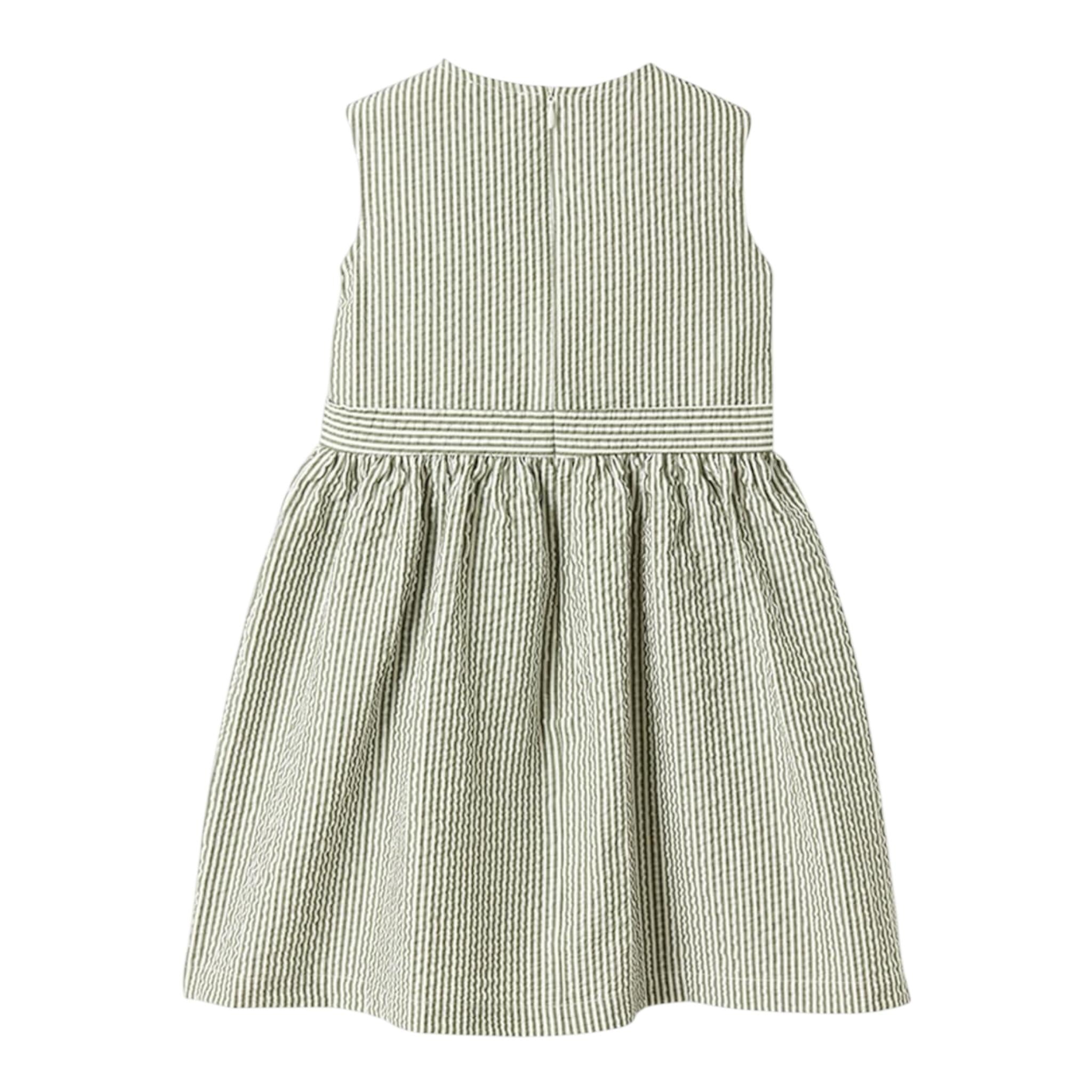 Il Gufo Abito Giromanica Tinta Unita con Fantasia A Righe per Bambina P25VA332C1080 BIANCO IL GUFO 