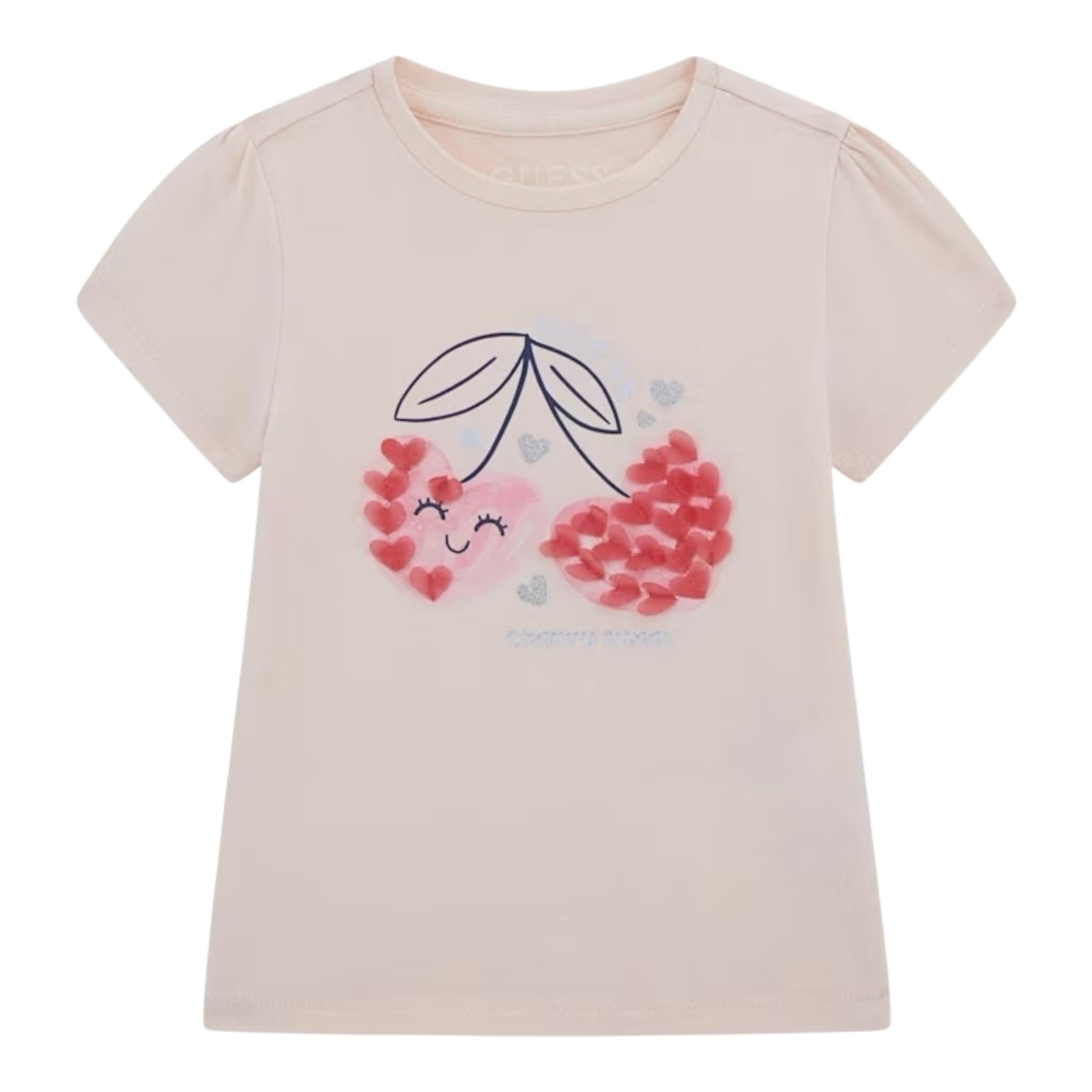 Guess T-Shirt Girocollo Tinta Unita con Stampa per Neonata K5GI03K6YW4 ROSA GUESS 