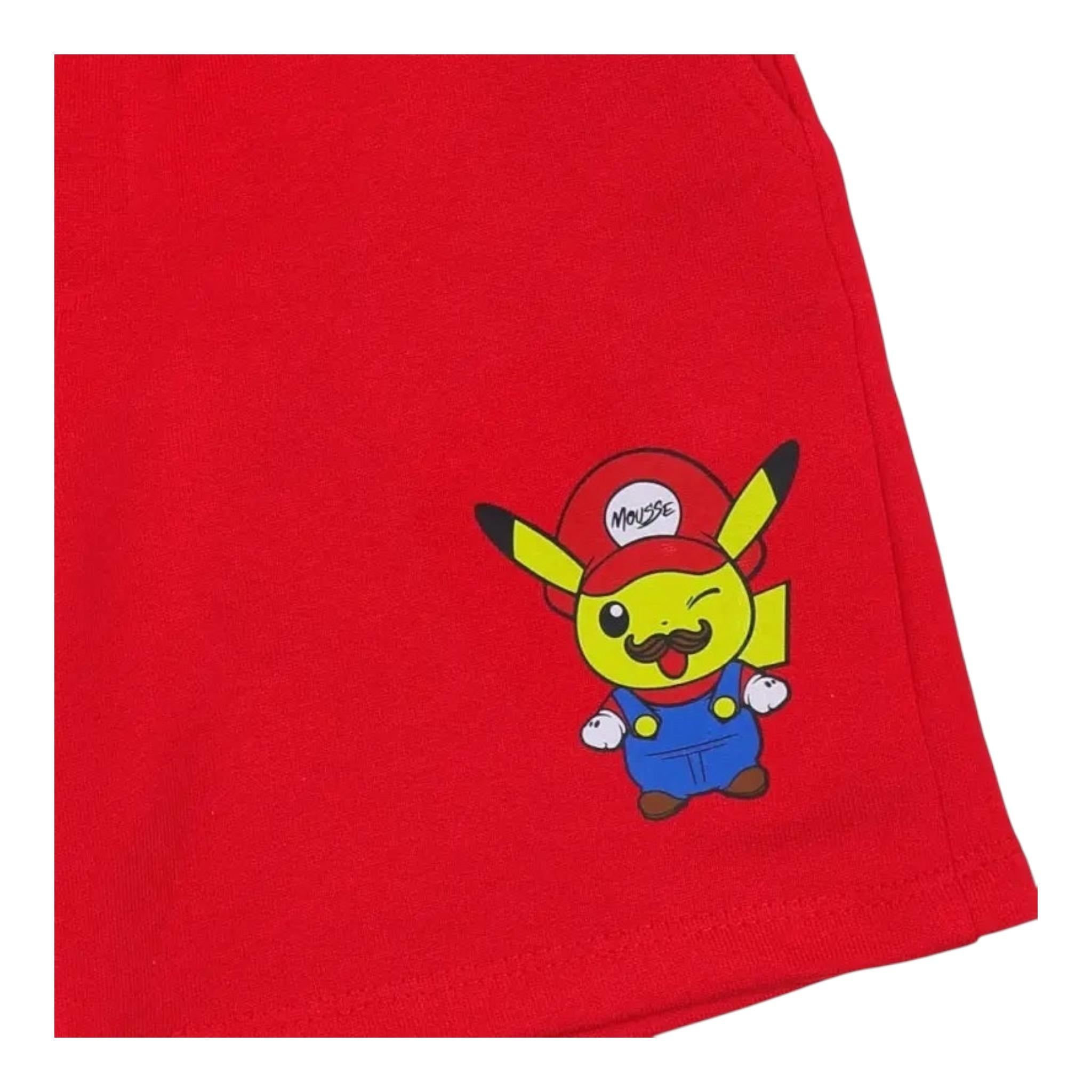 Mousse Bermuda Tinta Unita con Stampa per Neonato PIKAMARIOBBN ROSSO MOUSSE 