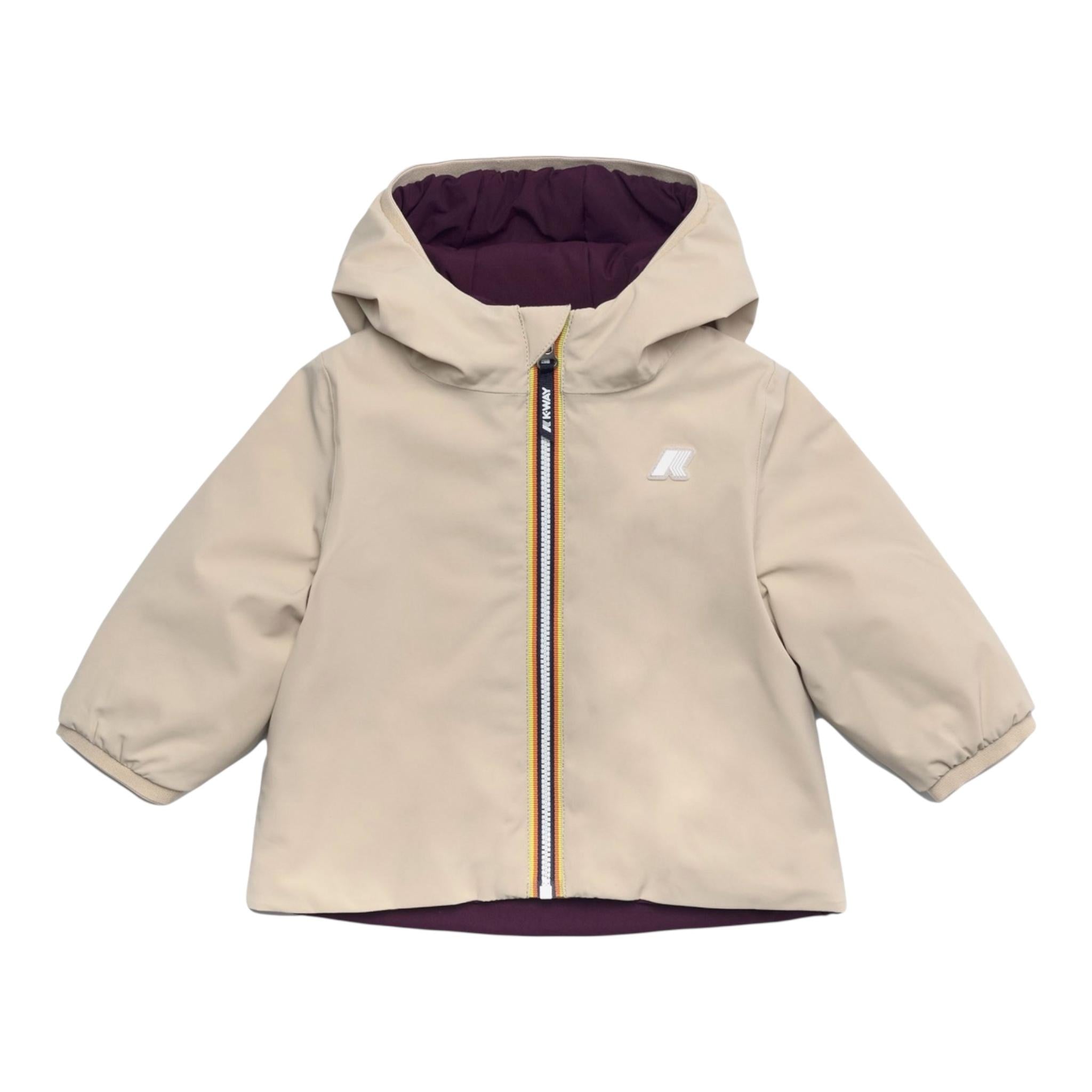 K-WAY giubbino reversibile con zip e cappuccio Viola/beige per Neonata K71338WS VIOLA/BEIGE K-WAY 