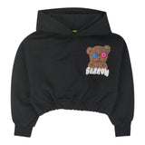 Barrow Kids Felpa Modello Crop Tinta Unita Con Stampa Fronte Retro E Cappuccio Nero Per Bambina